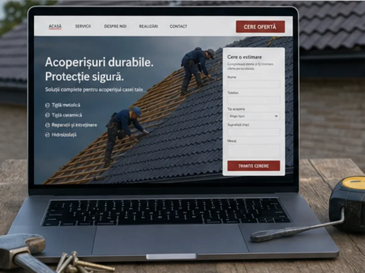 Site cu servicii pentru firme de acoperișuri - model de site pentru firme de acoperișuri - Creare site firmă acoperișuri