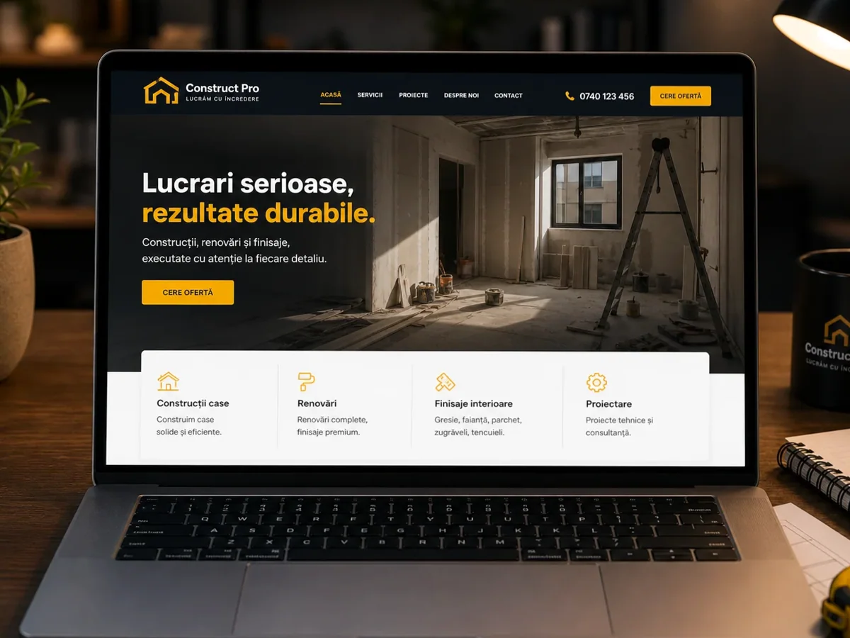 Site rapid pe mobil pentru arhitect - model de site pentru birouri de arhitectură - Creare site arhitect