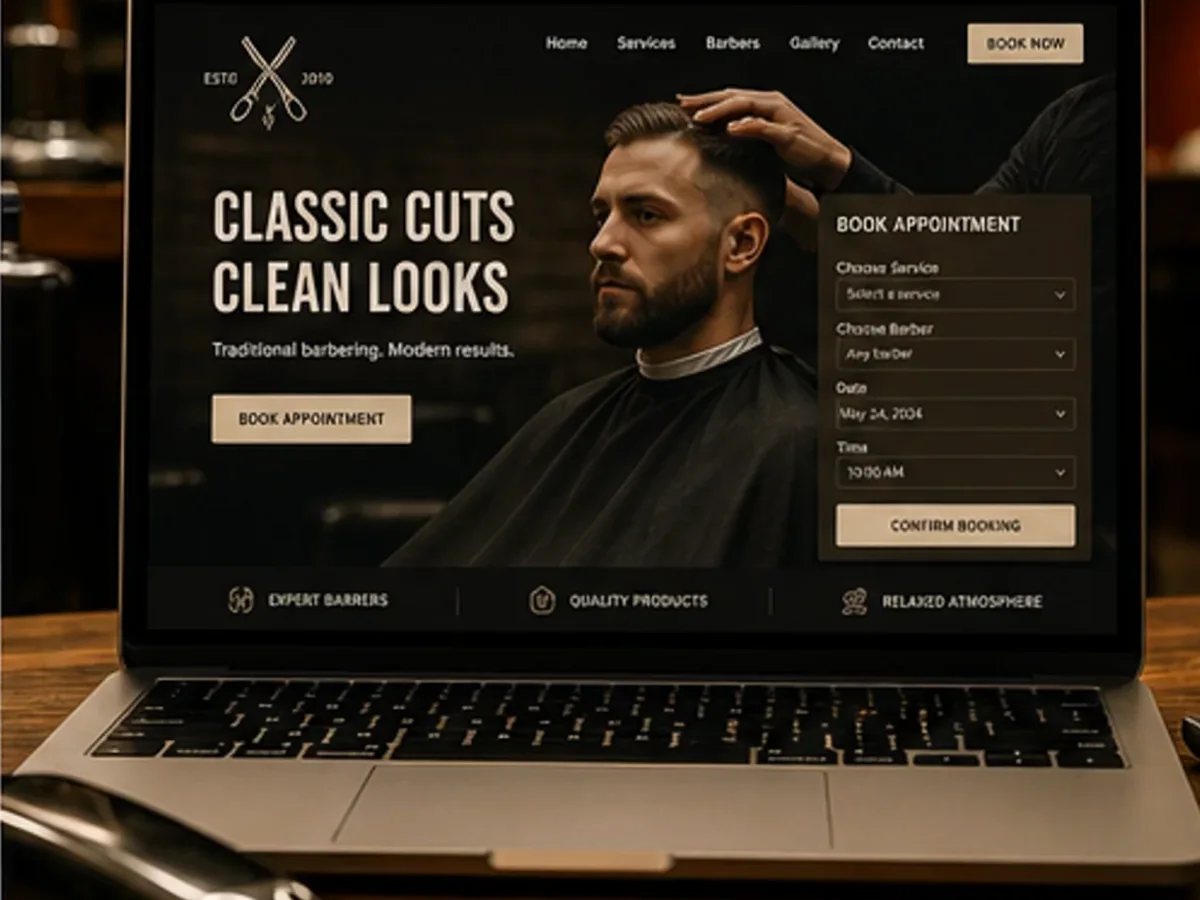 Site rapid pe mobil pentru barber shop - model de site pentru barber shop-uri - Creare site barber shop