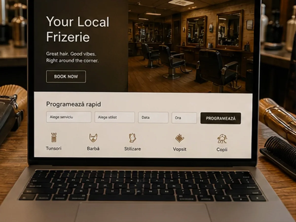 Site orientat spre programări și cereri pentru servicii - model de site pentru barber shop-uri - Creare site barber shop