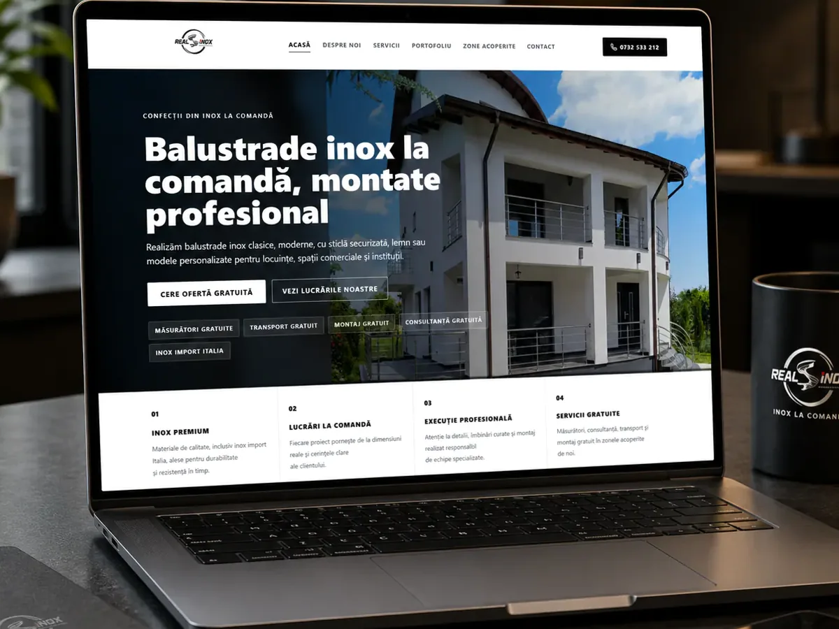 Site orientat spre cereri B2B, documentații și discuții comerciale - model de site pentru firme de confecții metalice - Creare site confecții metalice