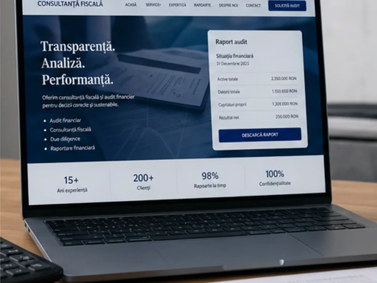 Site orientat spre consultații, brief-uri și cereri calificate - model de site pentru consultanți fiscali - Creare site consultant fiscal