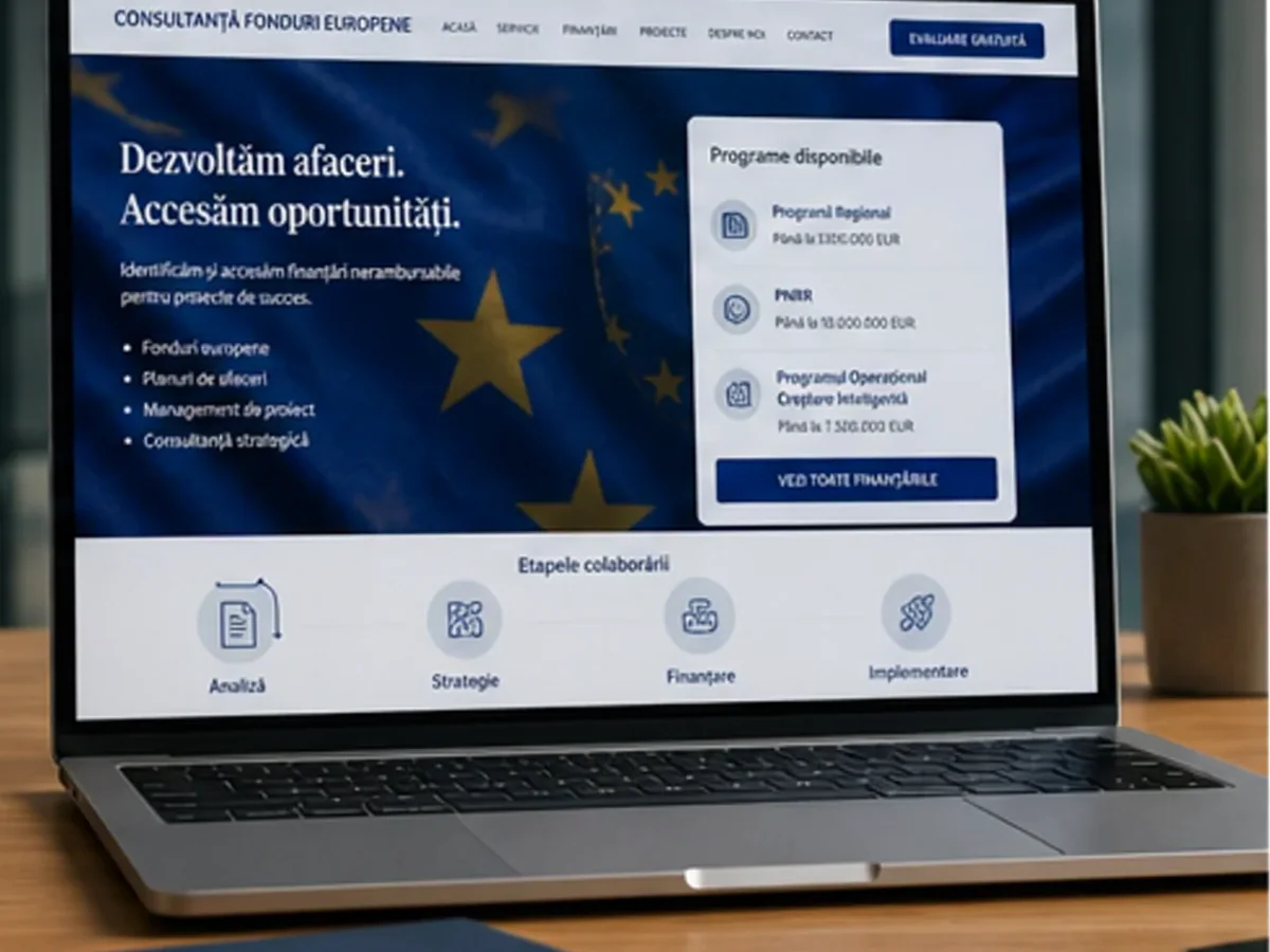 model foto realist pentru Creare site consultanță fonduri