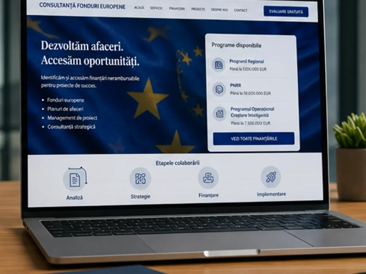 Site rapid pe mobil pentru consultanță fonduri - model de site pentru firme de consultanță fonduri - Creare site consultanță fonduri