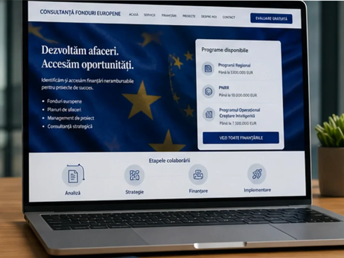 Site cu servicii pentru firme de consultanță fonduri - model de site pentru firme de consultanță fonduri - Creare site consultanță fonduri
