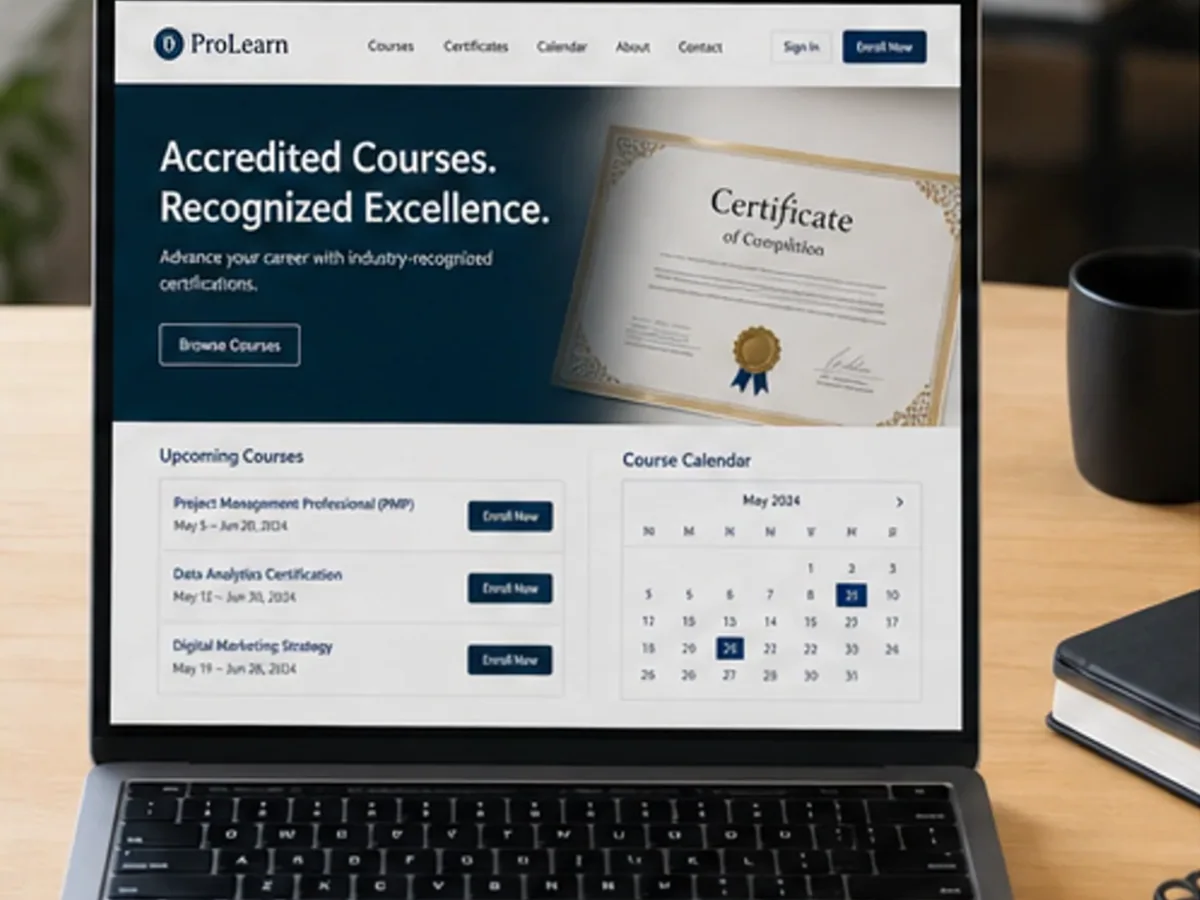 Site orientat spre înscrieri și cereri de informații - model de site pentru furnizori de cursuri acreditate - Creare site cursuri acreditate