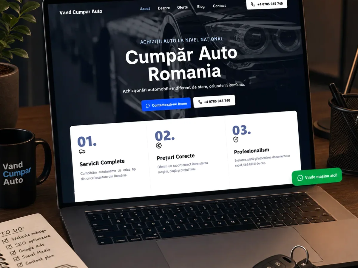 Site orientat spre apeluri, programări și cereri rapide - model de site pentru dealeri auto - Creare site dealer auto