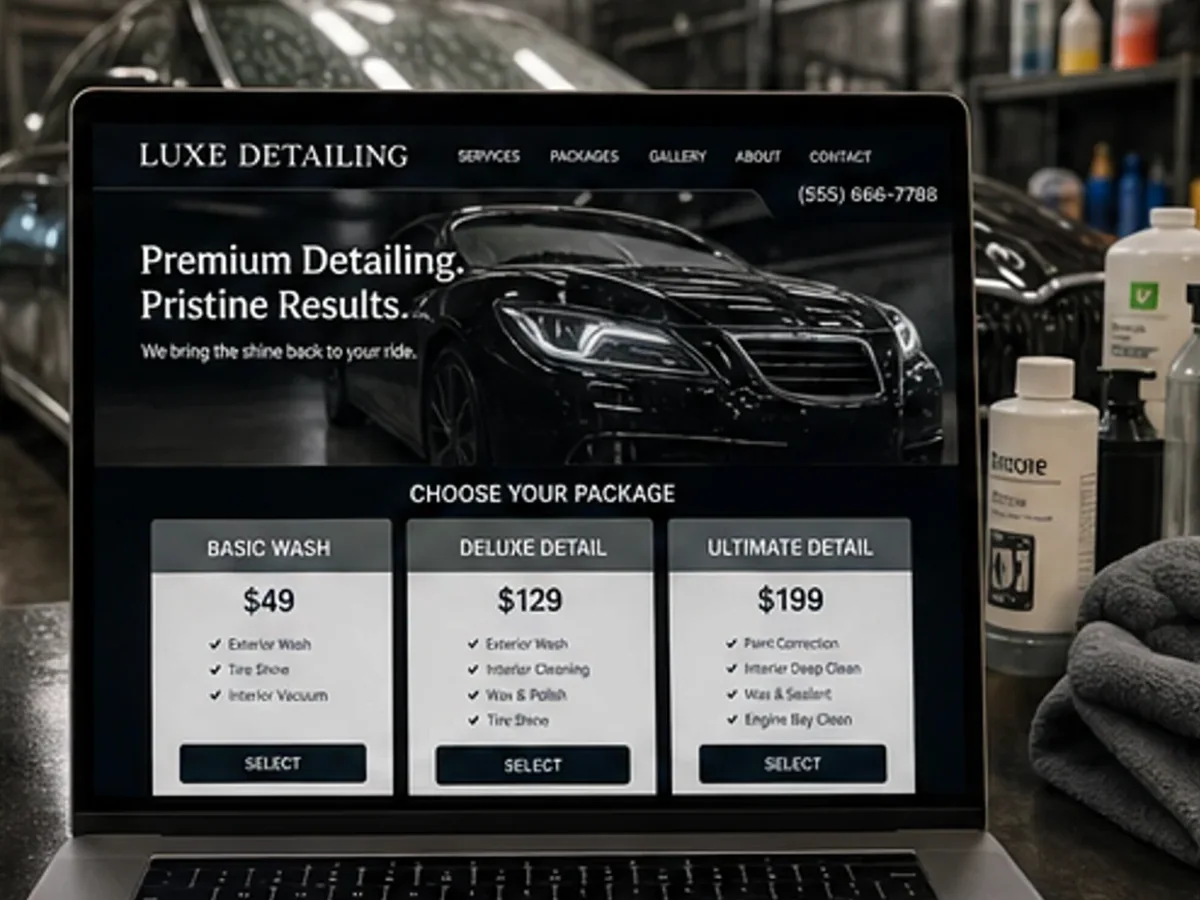 Site rapid pe mobil pentru detailing auto - model de site pentru centre detailing auto - Creare site detailing auto