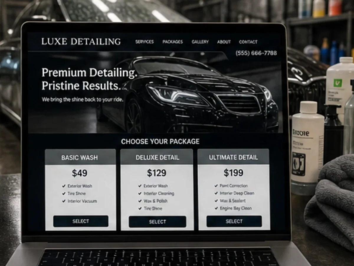 Site orientat spre apeluri, programări și cereri rapide - model de site pentru centre detailing auto - Creare site detailing auto