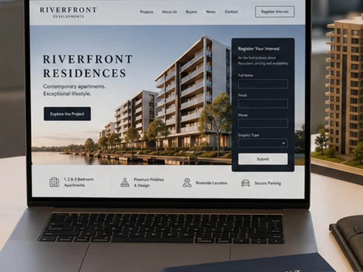 model foto realist pentru Creare site dezvoltator imobiliar