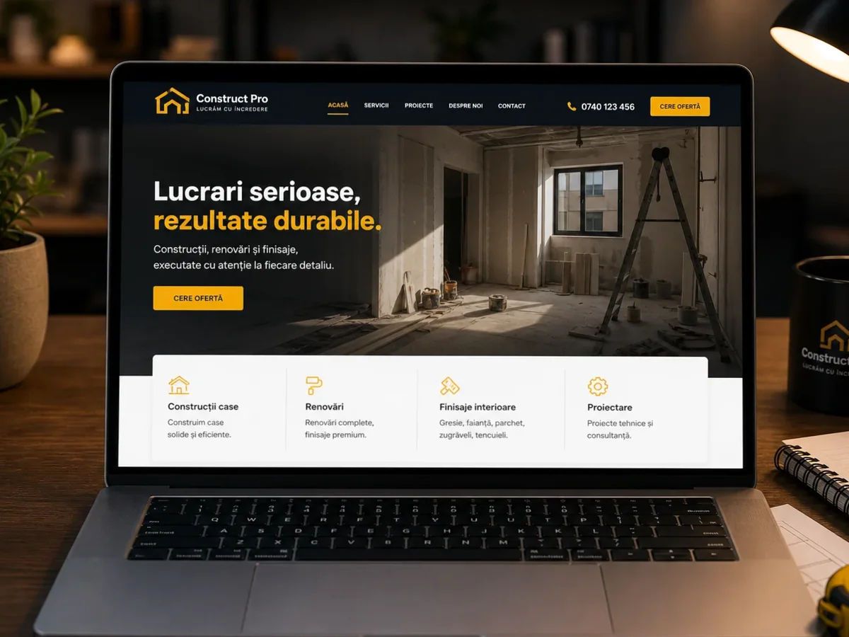 Site rapid pe mobil pentru diriginte de șantier - model de site pentru diriginți de șantier - Creare site diriginte de șantier