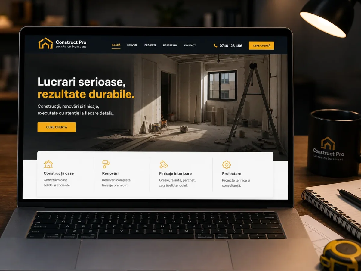 Site orientat spre estimări, apeluri și cereri de ofertă - model de site pentru diriginți de șantier - Creare site diriginte de șantier