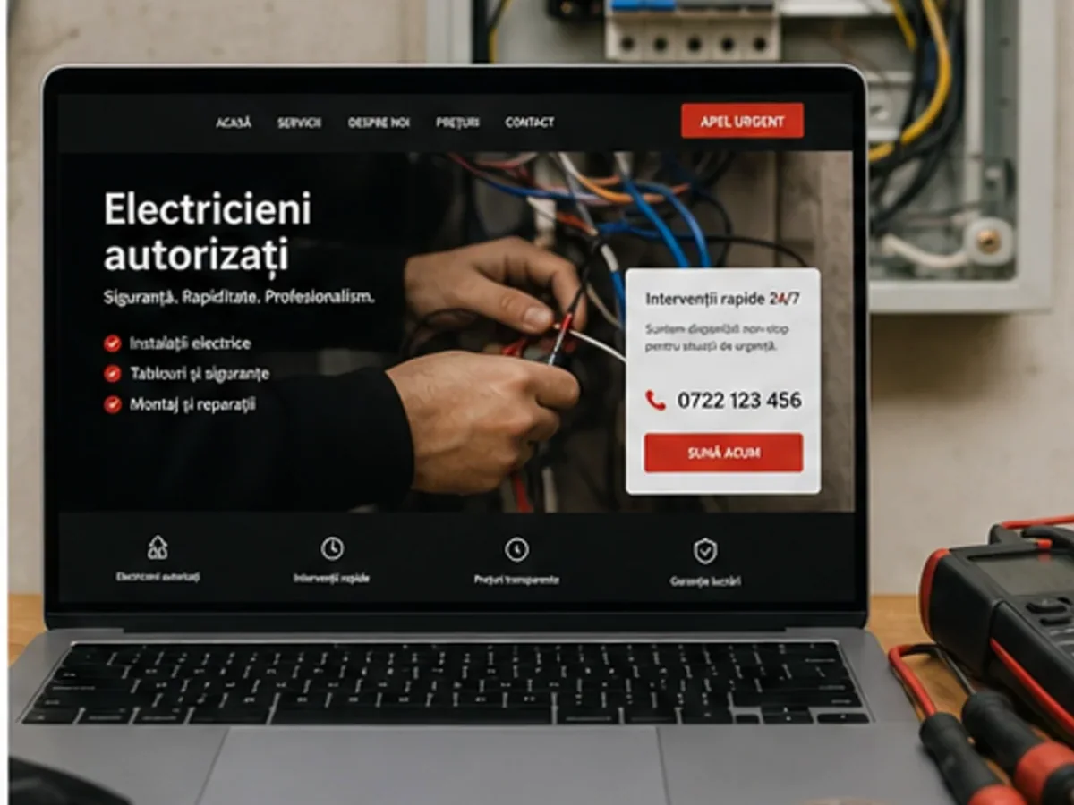 Site de încredere pentru electrician - model de site pentru electricieni - Creare site electrician