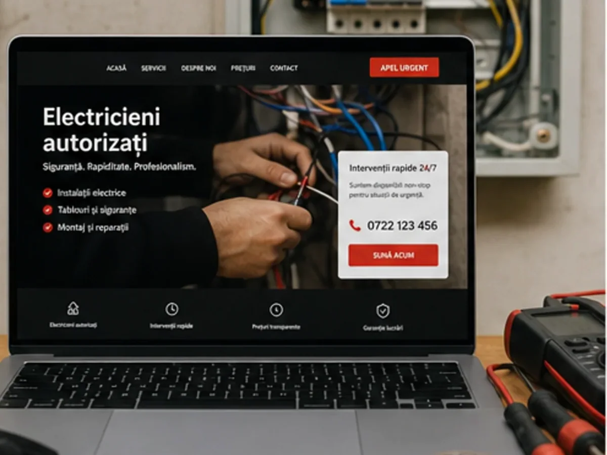 Site rapid pe mobil pentru electrician - model de site pentru electricieni - Creare site electrician