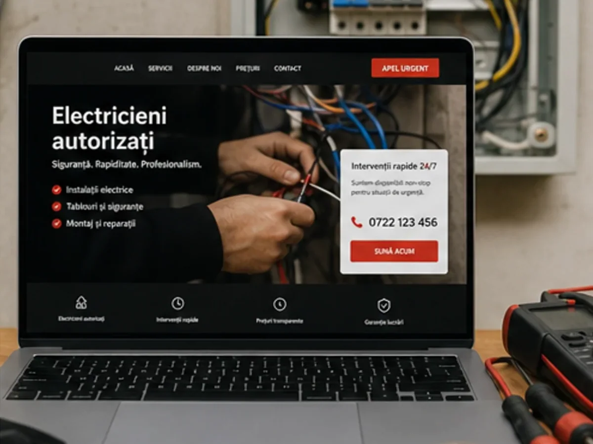 Site cu servicii pentru electricieni - model de site pentru electricieni - Creare site electrician