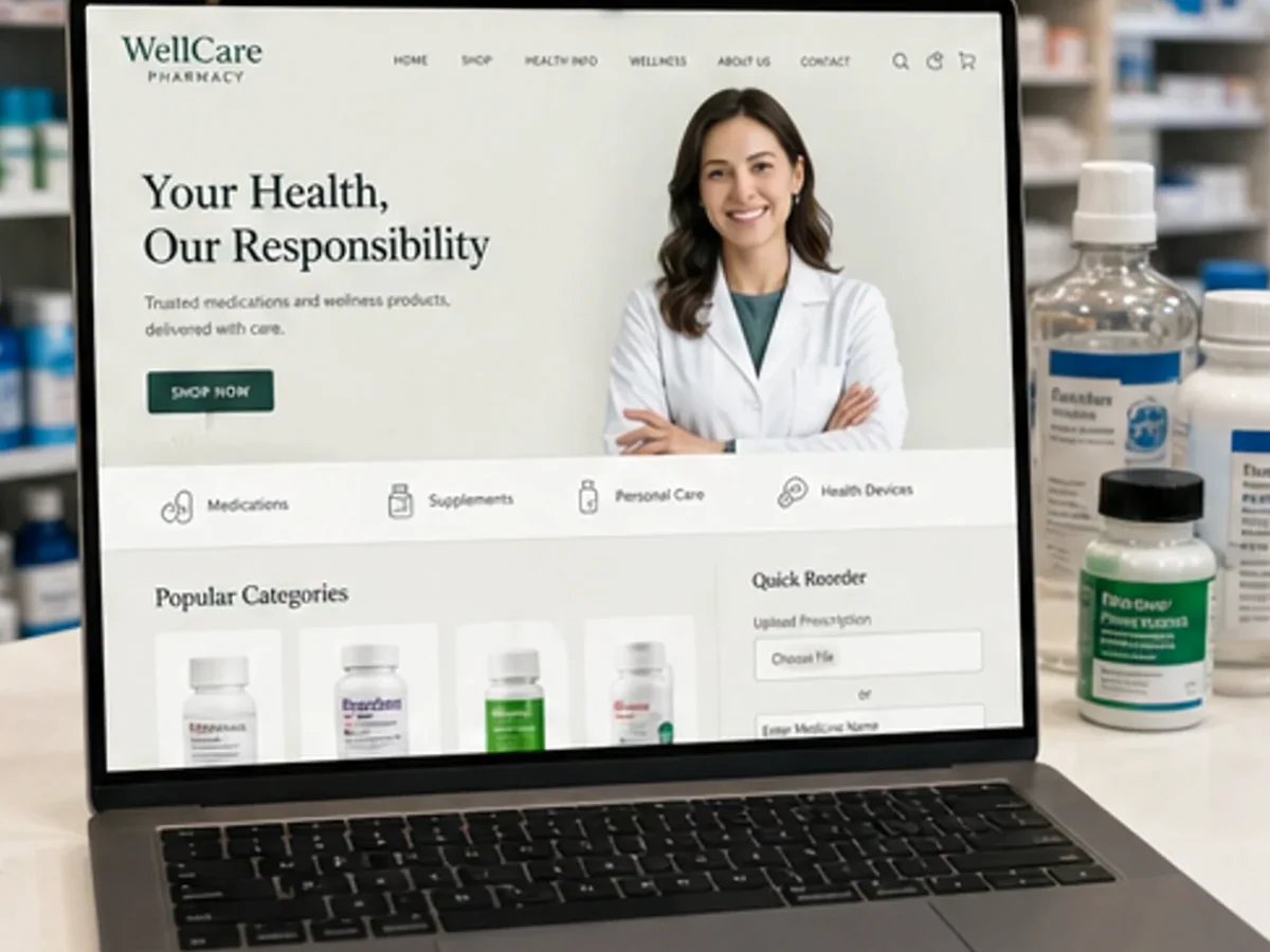 Site orientat spre cereri, vizite în showroom și discuții comerciale - model de site pentru farmacii - Creare site farmacie