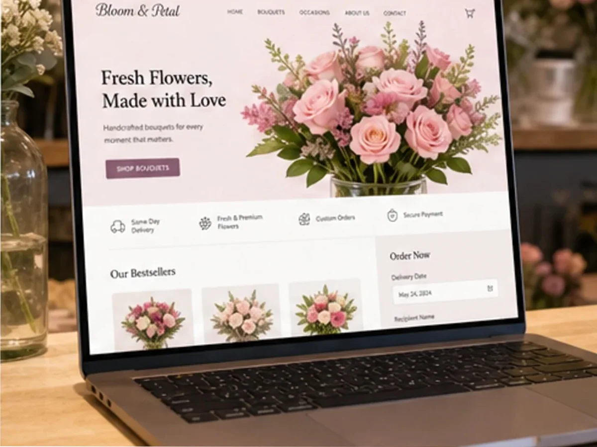 Site cu servicii pentru florării - model de site pentru florării - Creare site florărie