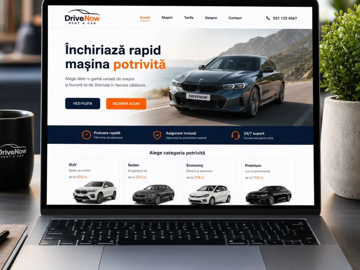 Site de încredere pentru închirieri auto - model de site pentru firme rent a car - Creare site închirieri auto