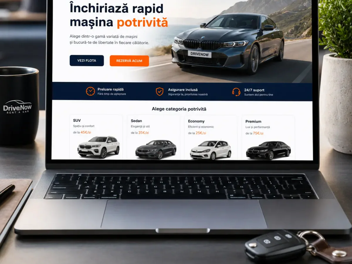 Site rapid pe mobil pentru închirieri auto - model de site pentru firme rent a car - Creare site închirieri auto