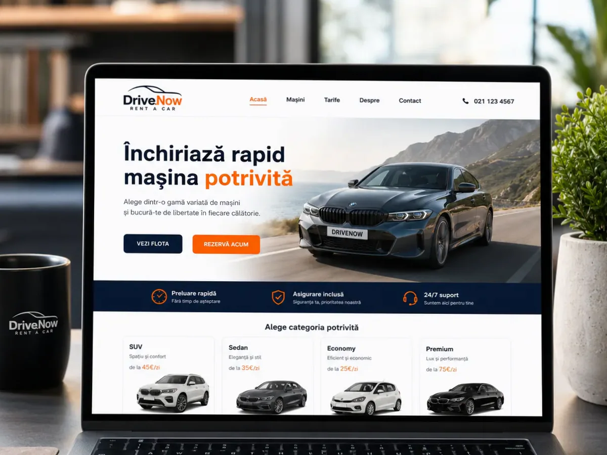 Site cu servicii pentru firme rent a car - model de site pentru firme rent a car - Creare site închirieri auto