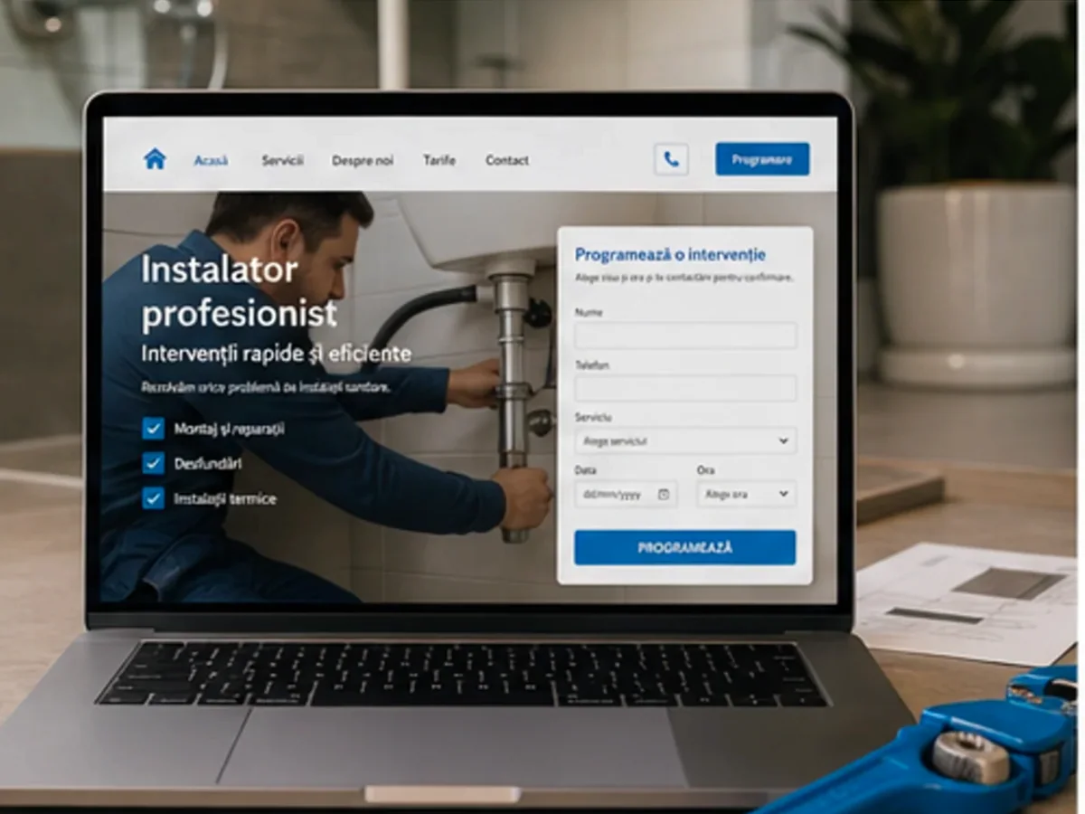 Site orientat spre estimări, apeluri și cereri de ofertă - model de site pentru instalatori - Creare site instalator