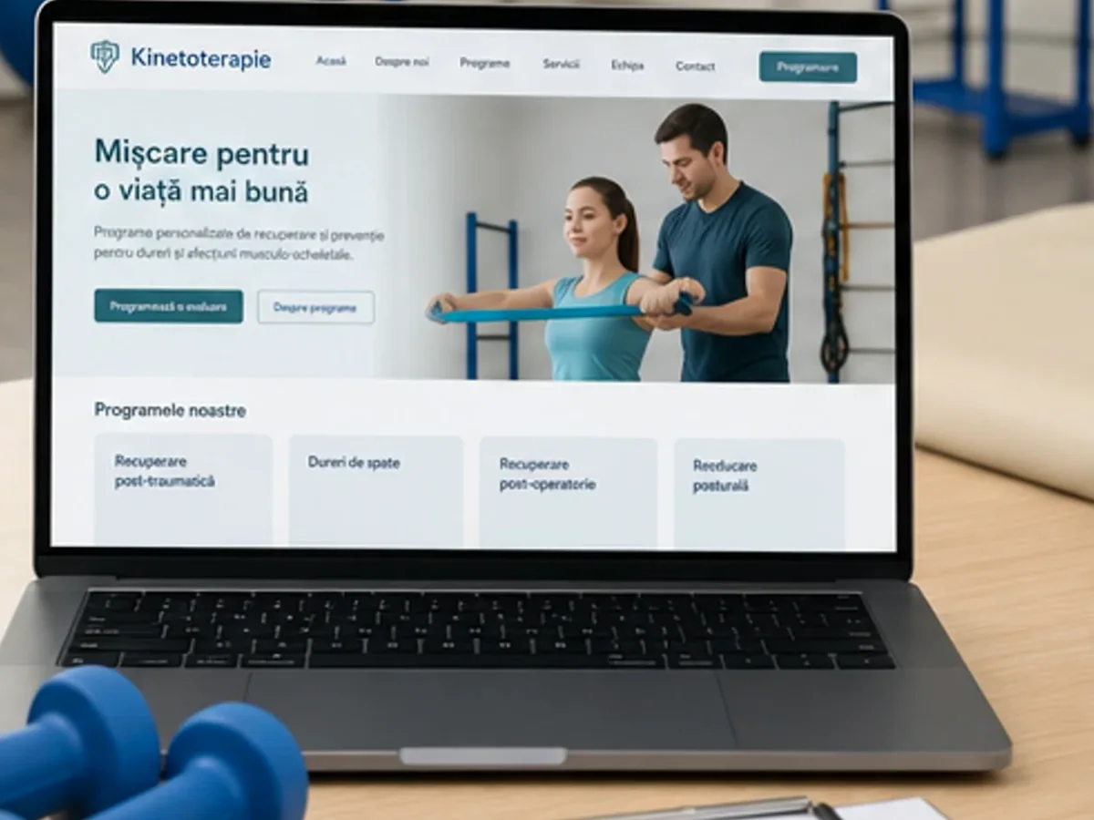 Site orientat spre programări, consultații și întrebări de la pacienți - model de site pentru cabinete de kinetoterapie - Creare site kinetoterapeut