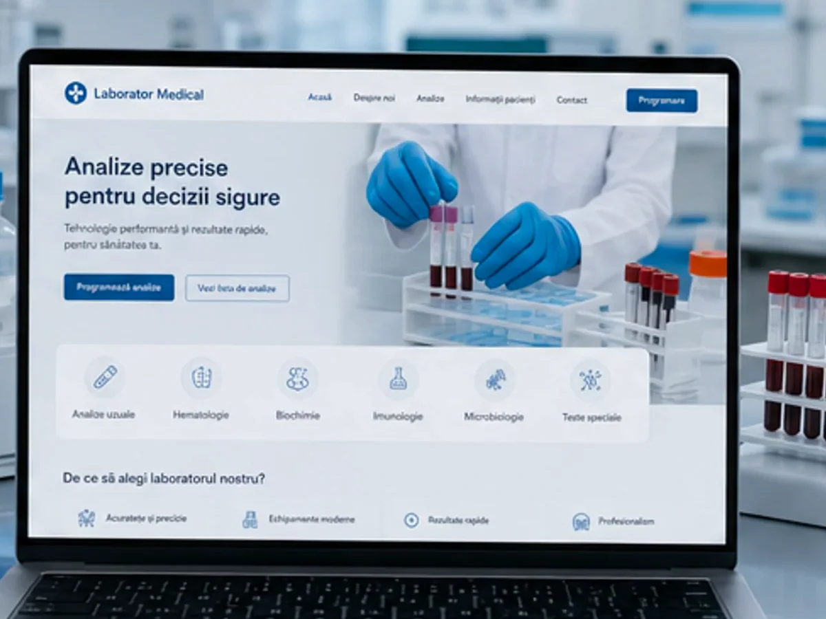 Site rapid pe mobil pentru laborator de analize - model de site pentru laboratoare de analize - Creare site laborator de analize