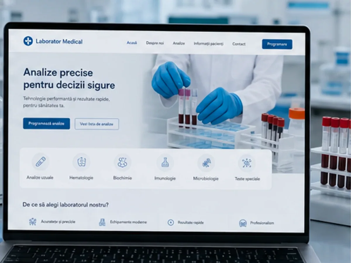 Site orientat spre programări, consultații și întrebări de la pacienți - model de site pentru laboratoare de analize - Creare site laborator de analize