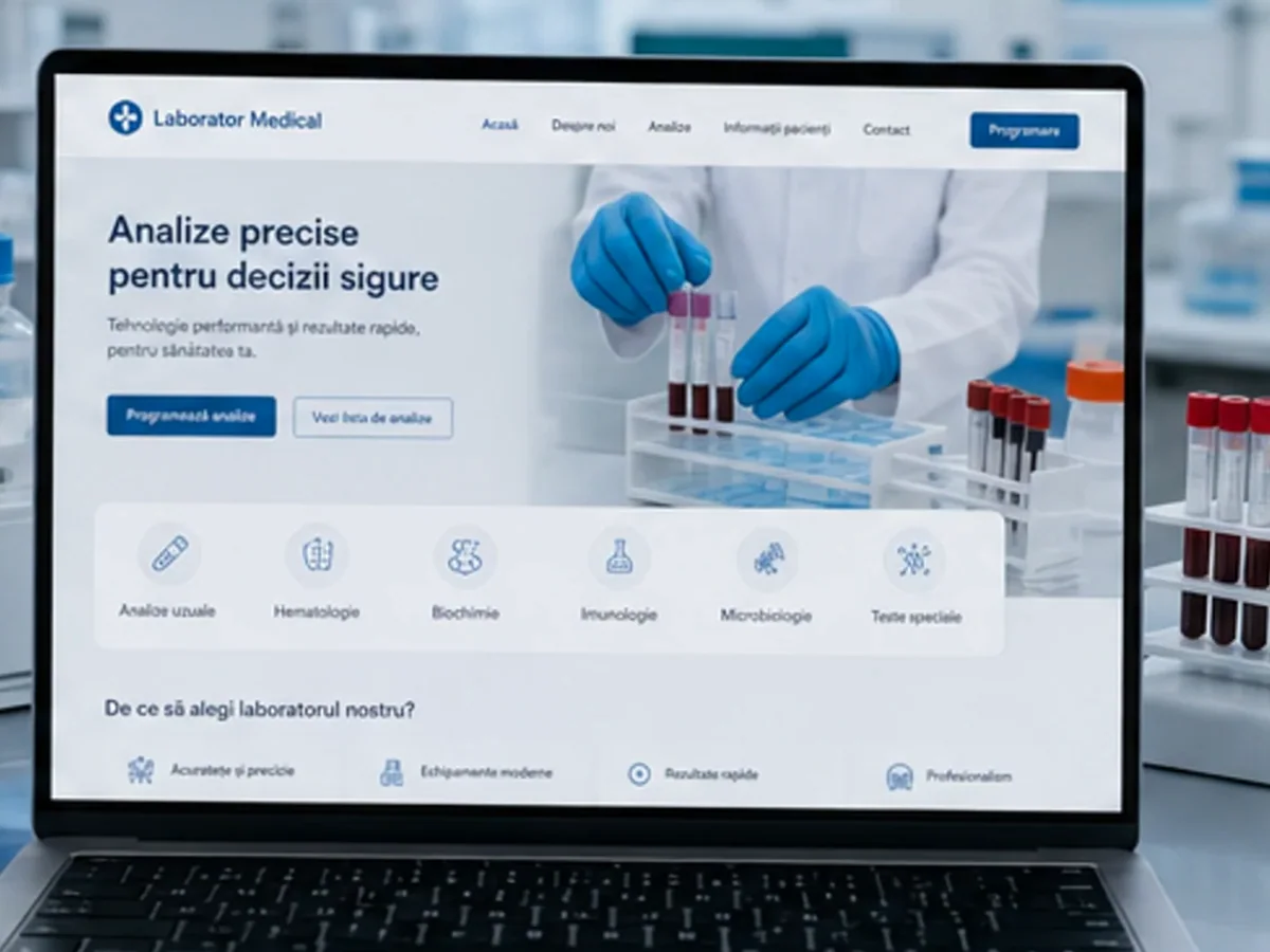 Site cu servicii pentru laboratoare de analize - model de site pentru laboratoare de analize - Creare site laborator de analize