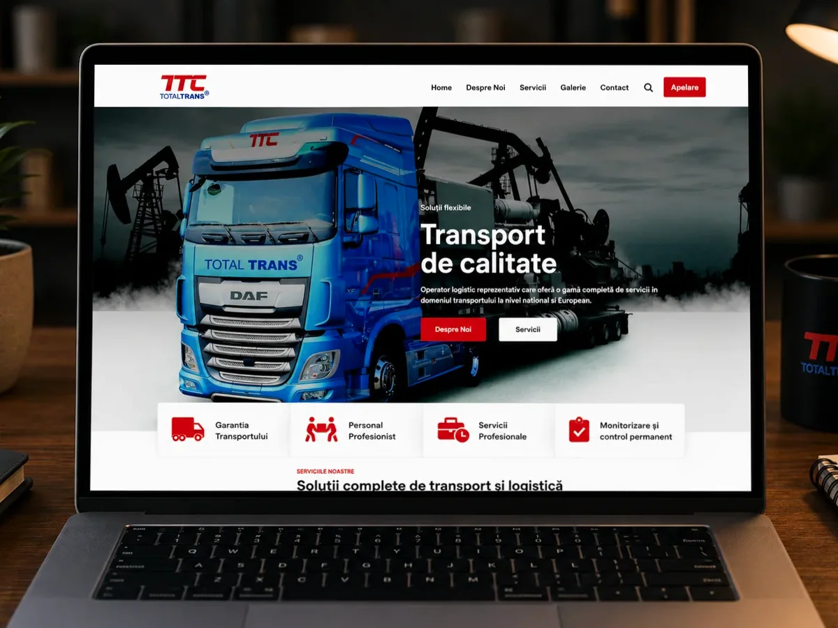 Site rapid pe mobil pentru logistică - model de site pentru firme de logistică - Creare site logistică