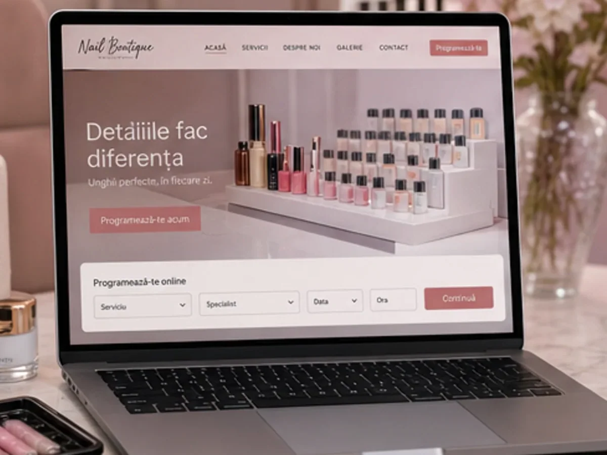 Site orientat spre programări și cereri pentru servicii - model de site pentru saloane de manichiură - Creare site manichiură