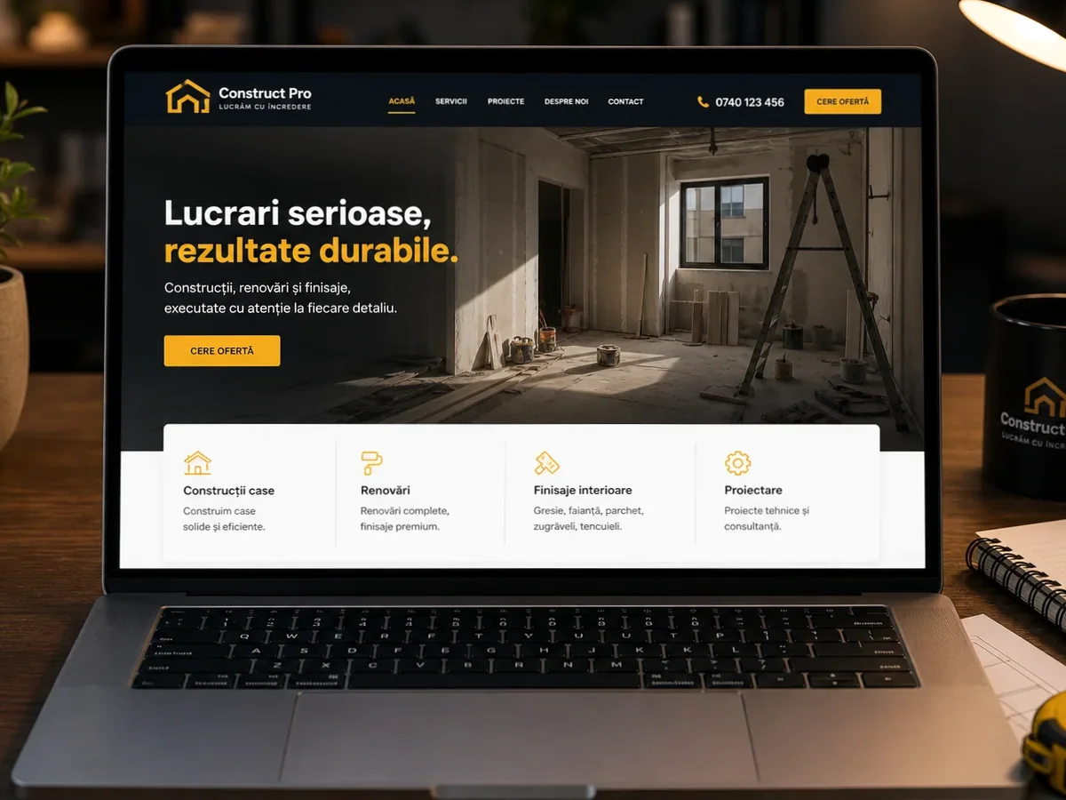 model foto realist pentru Creare site materiale de construcții
