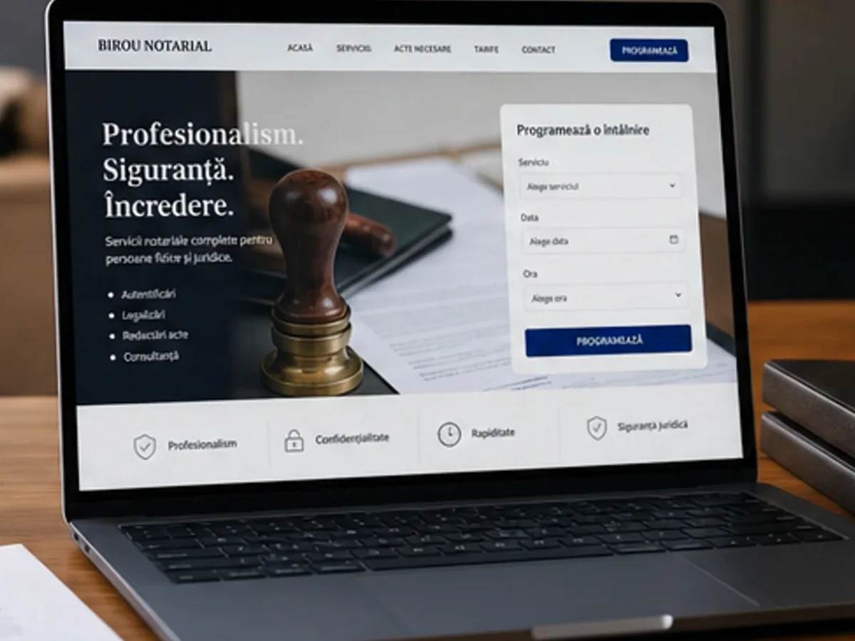 Site rapid pe mobil pentru notar - model de site pentru birouri notariale - Creare site notar
