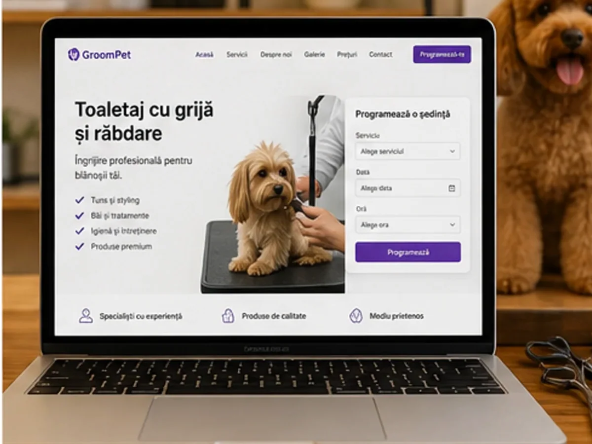 Site de încredere pentru pet grooming - model de site pentru saloane pet grooming - Creare site pet grooming