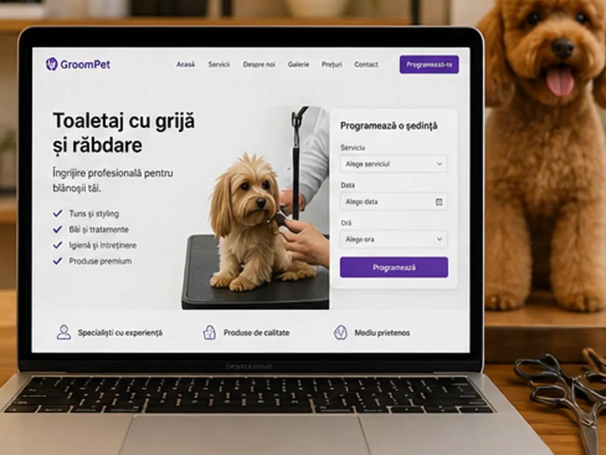 Site orientat spre apeluri, intervenții și programări rapide - model de site pentru saloane pet grooming - Creare site pet grooming