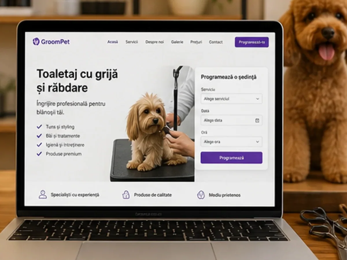 Site cu servicii pentru saloane pet grooming - model de site pentru saloane pet grooming - Creare site pet grooming