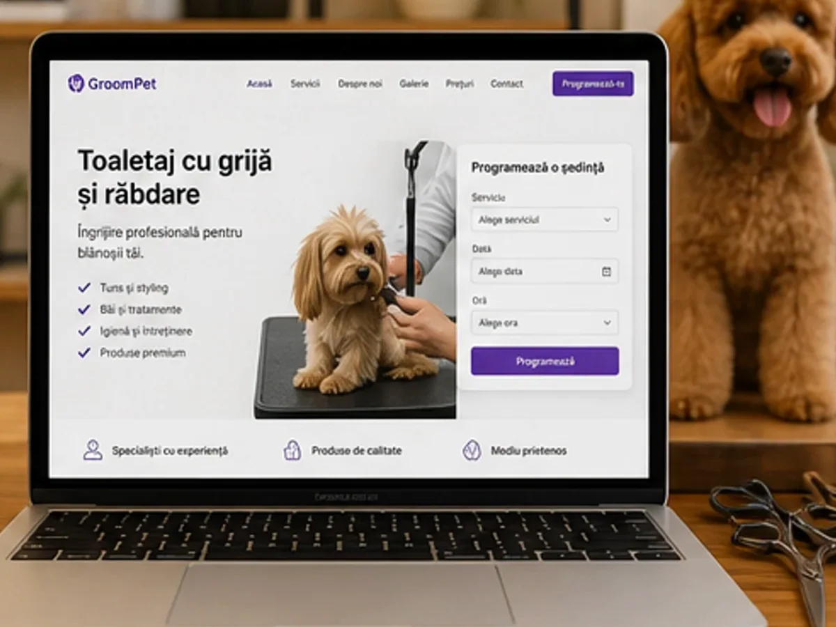Site orientat spre cereri, vizite în showroom și discuții comerciale - model de site pentru petshop-uri - Creare site petshop