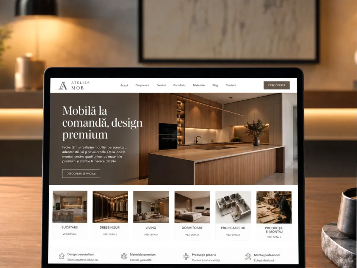 Site cu servicii pentru producători de mobilă - model de site pentru producători de mobilă - Creare site producător mobilă