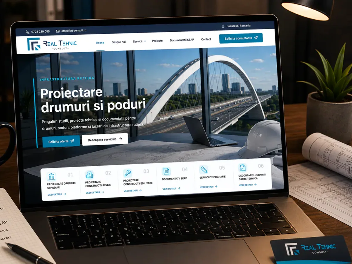 Site orientat spre estimări, apeluri și cereri de ofertă - model de site pentru firme de proiectare construcții - Creare site proiectare construcții