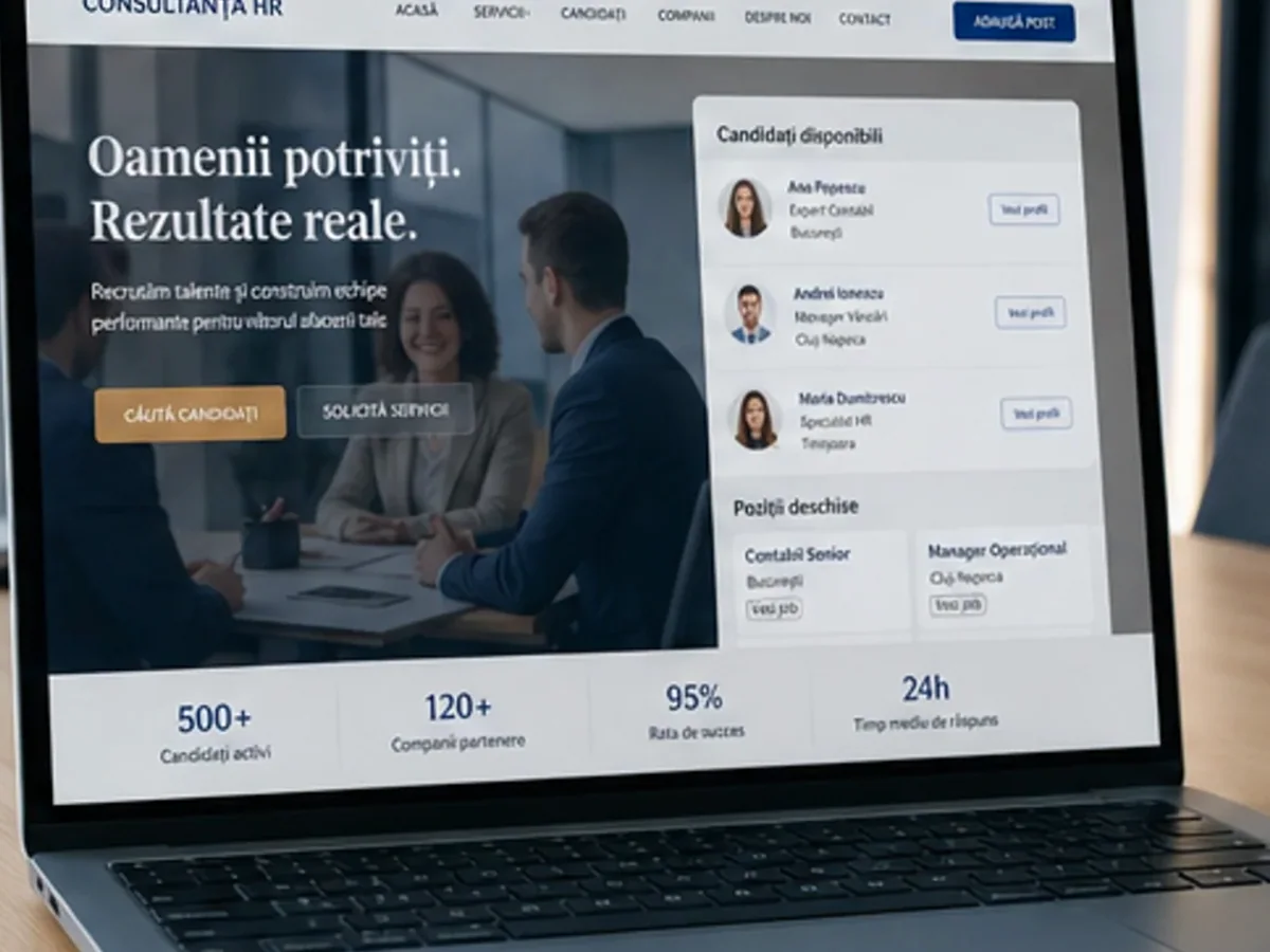 Site rapid pe mobil pentru resurse umane - model de site pentru firme de resurse umane - Creare site resurse umane