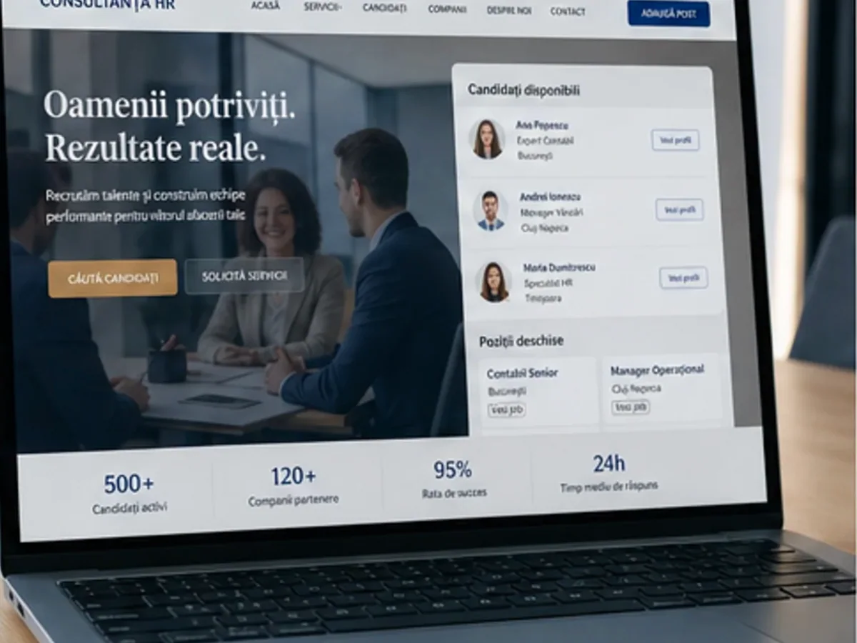 Site orientat spre consultații, brief-uri și cereri calificate - model de site pentru firme de resurse umane - Creare site resurse umane