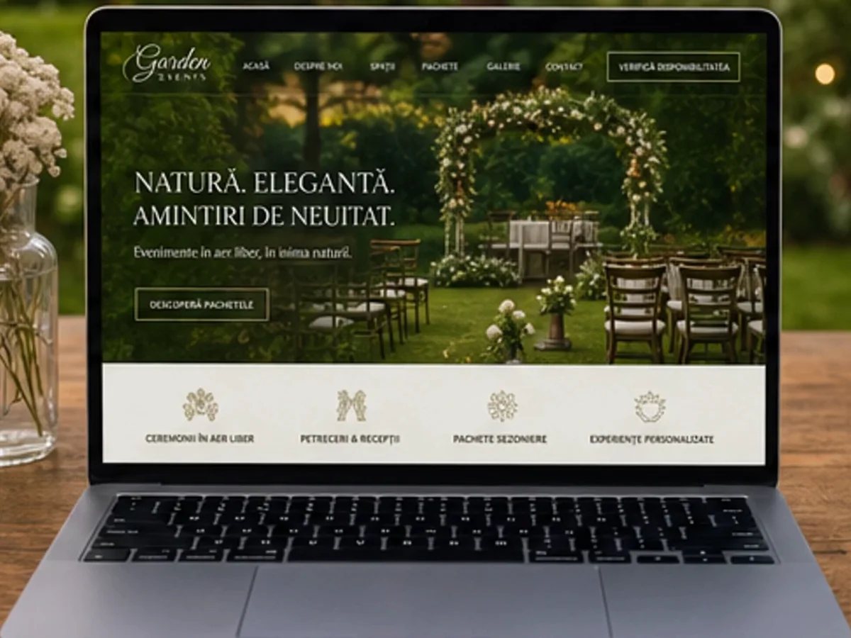 Locație de evenimente în aer liber - model de site pentru săli de evenimente - Creare site sală de evenimente