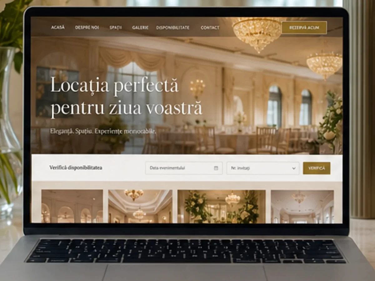 Locație premium pentru nunți - model de site pentru săli de evenimente - Creare site sală de evenimente