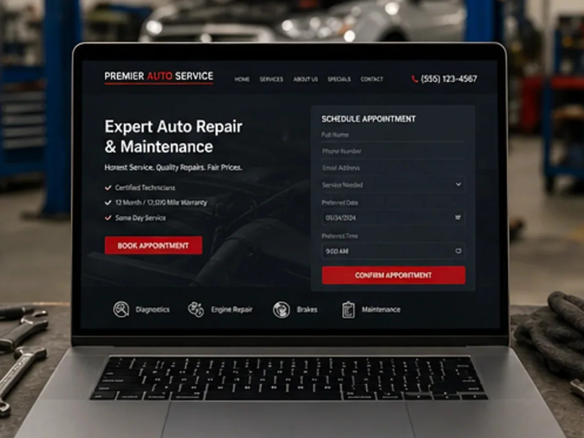 Site rapid pe mobil pentru service auto - model de site pentru service-uri auto - Creare site service auto