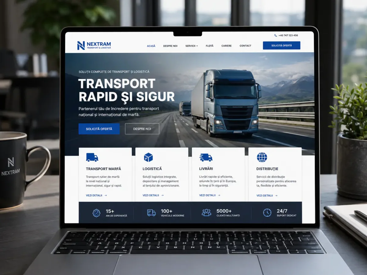 model foto realist pentru Creare site service camioane