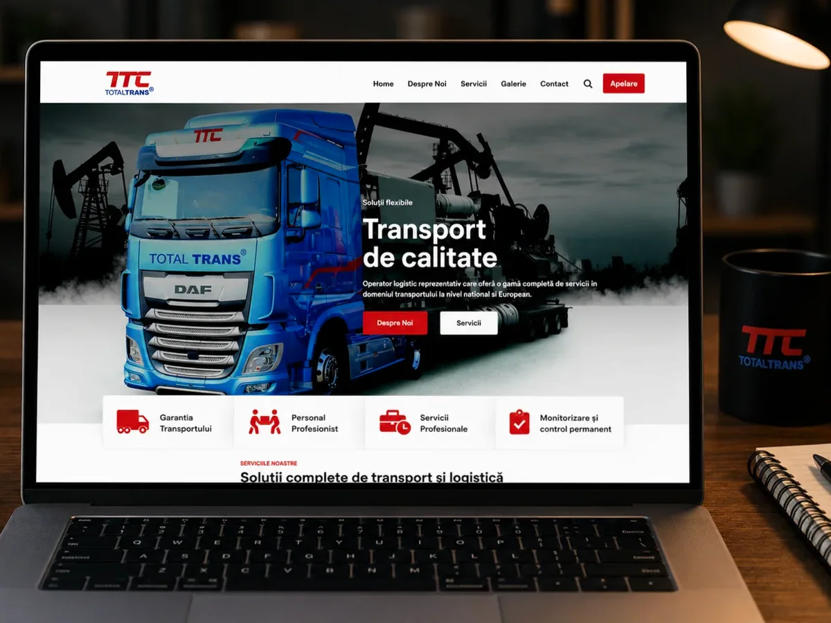 Site orientat spre apeluri, programări și cereri rapide - model de site pentru service-uri pentru camioane - Creare site service camioane