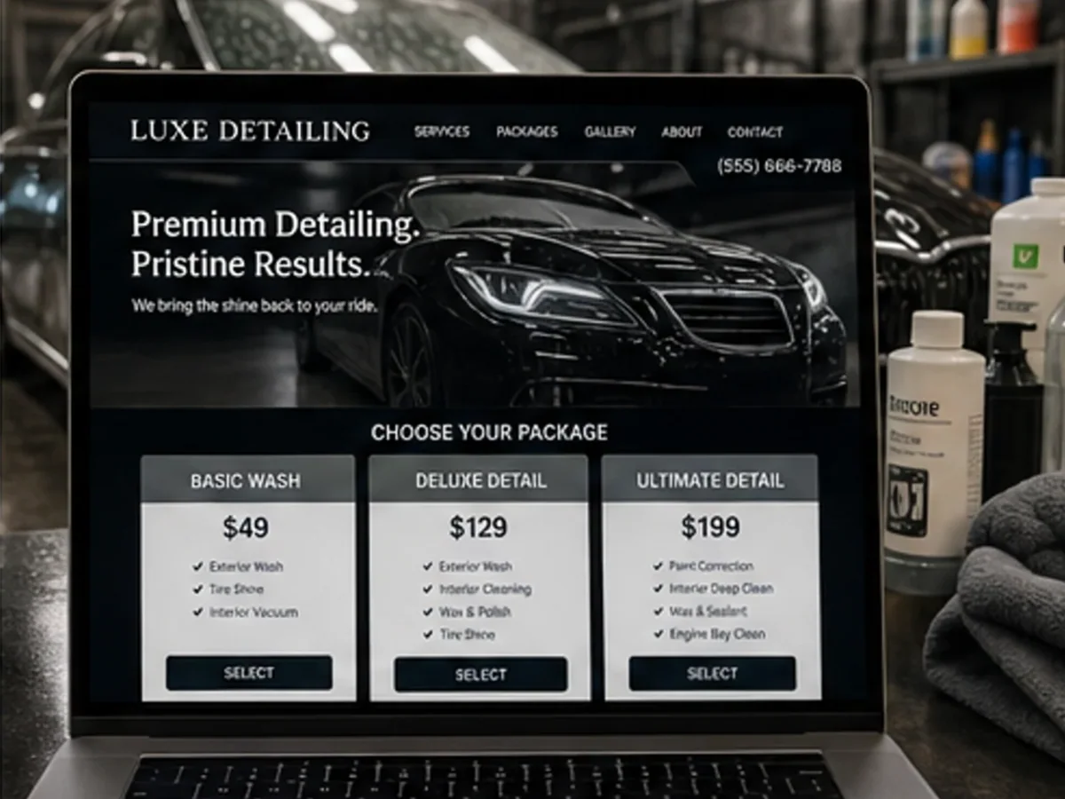 Site orientat spre apeluri, programări și cereri rapide - model de site pentru spălătorii auto - Creare site spălătorie auto