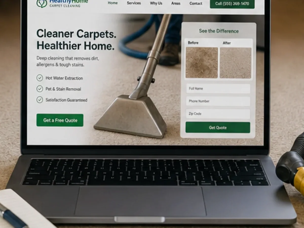 Site rapid pe mobil pentru spălătorie covoare - model de site pentru spălătorii de covoare - Creare site spălătorie covoare