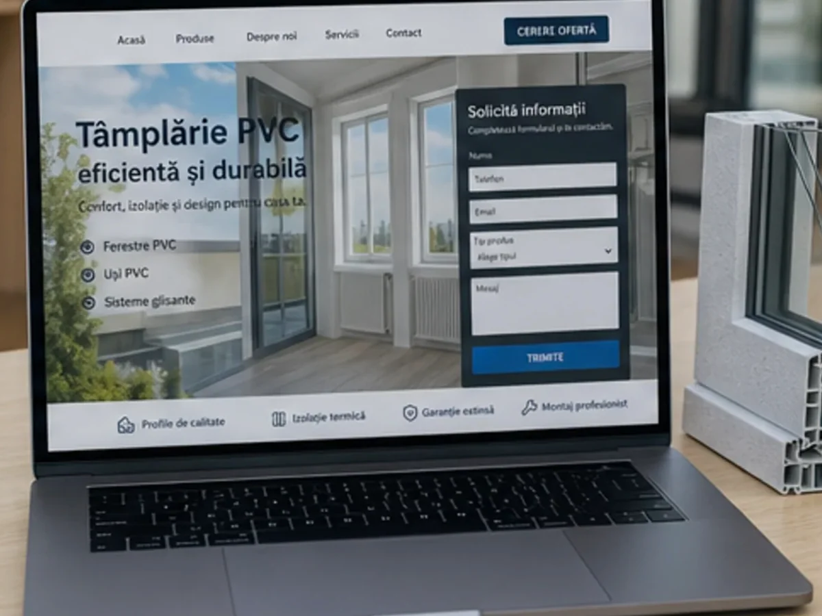 Site orientat spre estimări, apeluri și cereri de ofertă - model de site pentru firme de tâmplărie PVC - Creare site tâmplărie PVC