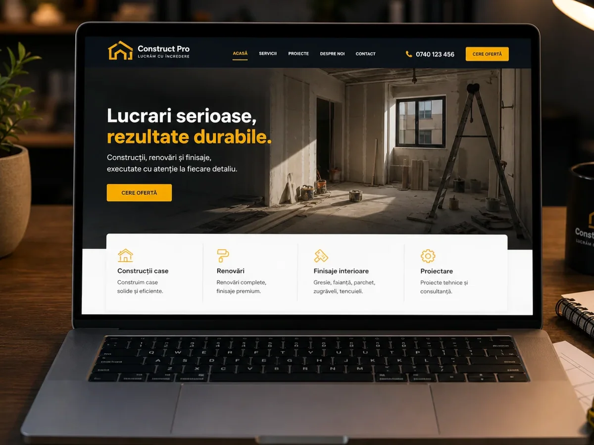 Site rapid pe mobil pentru topograf - model de site pentru firme de topografie - Creare site topograf